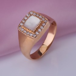 Ring mit Perlmutt & Fianiten. Rotgold