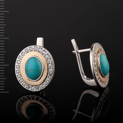 Silber & Gold. Ohrringe mit Tuerkis