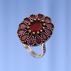  Silberring mit Granat , Rubinen