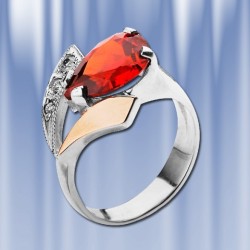 Russische Silber und Gold Ring mit Zirkon