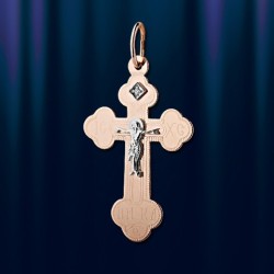 Kreuzanhänger mit Kruzifix und Diamant Russisches Gold 585 in Deutschland