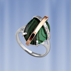 Silberring mit Gold &  Malahit