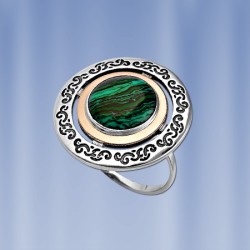 Silberring mit Gold & Malahit