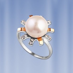 Silberring mit Gold &  Perle