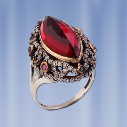 Ring mit Granat & Rubinen  Silber