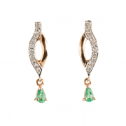 Goldene Ohrringe mit Smaragden und Diamanten