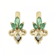 Goldene Ohrringe mit Smaragden und Diamanten