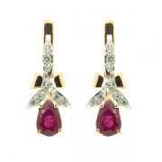 Goldohrringe mit Rubinen und Diamanten