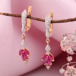 Goldohrhänger mit Diamanten & Rubinen