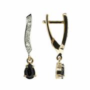 Goldene Ohrringe mit Saphiren und Diamanten