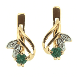 Goldohrringe mit Smaragden und Diamanten