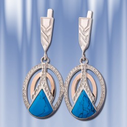 Ohrhaenger  mit Tuerkis. Silber  & Gold