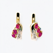 Goldohrringe mit Rubinen und Diamanten
