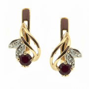 Goldohrringe mit Rubinen und Diamanten