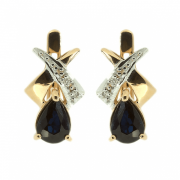 Goldohrringe mit Saphiren und Diamanten