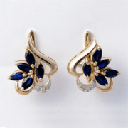 Goldohrringe mit Saphiren und Diamanten