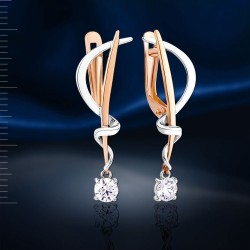 Cерьги - подвески с кристаллами Swarovski&reg; Русское Золото