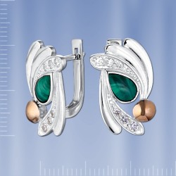 Ohrringe mit Malachit. Silber & Gold 