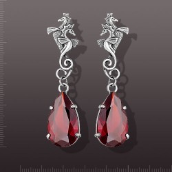 Ohrhaenger mit Granat. Silber 925°