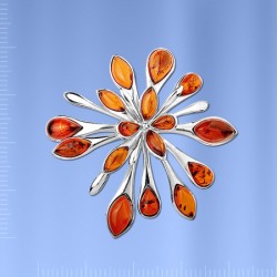 Brosche mit Bernstein Silber