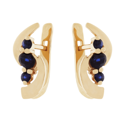 Goldene Ohrringe mit Saphiren und Diamanten