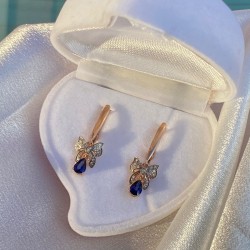 Russisches Gold 585 Ohrhänger mit Diamanten und Saphiren