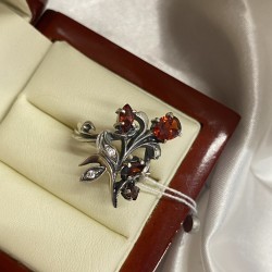 Silberring "Wunder". Granat & Zirkonia