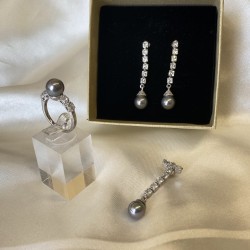 Silberset mit Zirkonia & Perlen