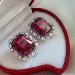 Silberohrringe "Royal". Swarovski&reg;, Rodolith, Zirkonia