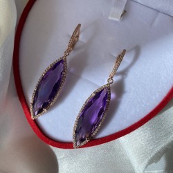 Vergoldete Silberohrhaenger mit Amethyst & Zirkonia