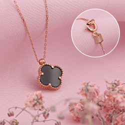 Goldcollier aus 585er Rotgold mit schwarzen Onyx ⌀10 mm