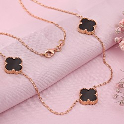  Goldcollier aus 585er Rotgold mit schwarzen Onyx ⌀10 mm