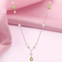 Gianni Lazzaro. Rotgoldcolier "Ueberfluss". Peridot & Perlen