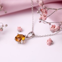 Gianni Lazzaro Weissgoldanhaenger mit Diamanten und Citrin