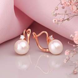 Ohrringe aus Rotgold 585 Perle Zirkonia