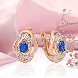 Goldohrringe mit Diamanten & Saphir