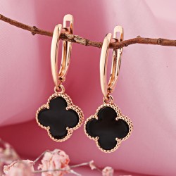 Goldohrhänger aus Rotgold 585 Schwarzer Onyx ⌀10 mm