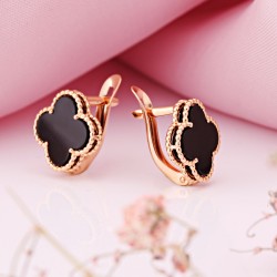 Goldohrringe aus Rotgold 585 Schwarzer Onyx ⌀10 mm