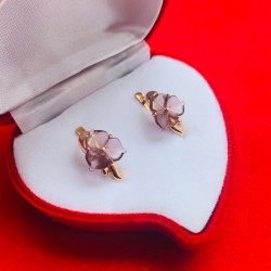 Ohrringe mit Quarz, russische Goldschmuck 