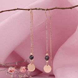 Ohrhänger zum Durchziehen aus russischem 585er Rotgold Onyx