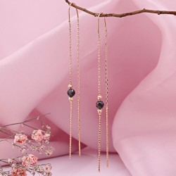 Ohrhänger zum Durchziehen aus russischem 585er Rotgold Onyx