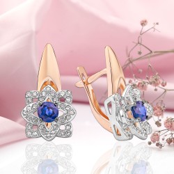Goldohrringe 585 in Deutschland Diamanten und Saphir.
