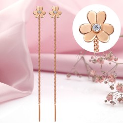 Rotgoldohrringe zum Durchziehen "Blumen"