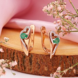 SOKOLOV Goldohrringe mit Diamanten und Smaragd