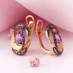 Goldohrringe mit Amethyst