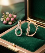 Серьги золотые 585 Изумруд