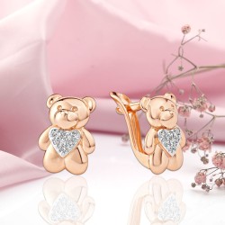 Kinderohrringe aus Rotgold 585 Zirkonia