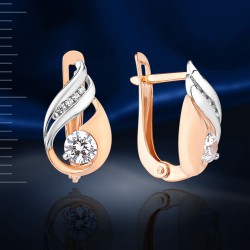 Золотые серьги с фианитами Swarovski&reg;