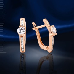 Золотые серьги с фианитами Swarovski&reg;