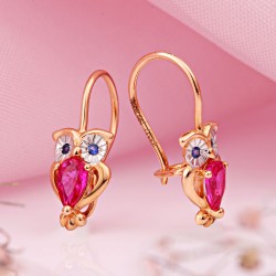 Kinderohrringe mit Zirkonia Rotgold 585